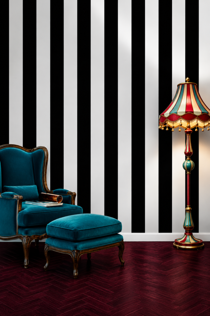 black and white stripe wallpaper