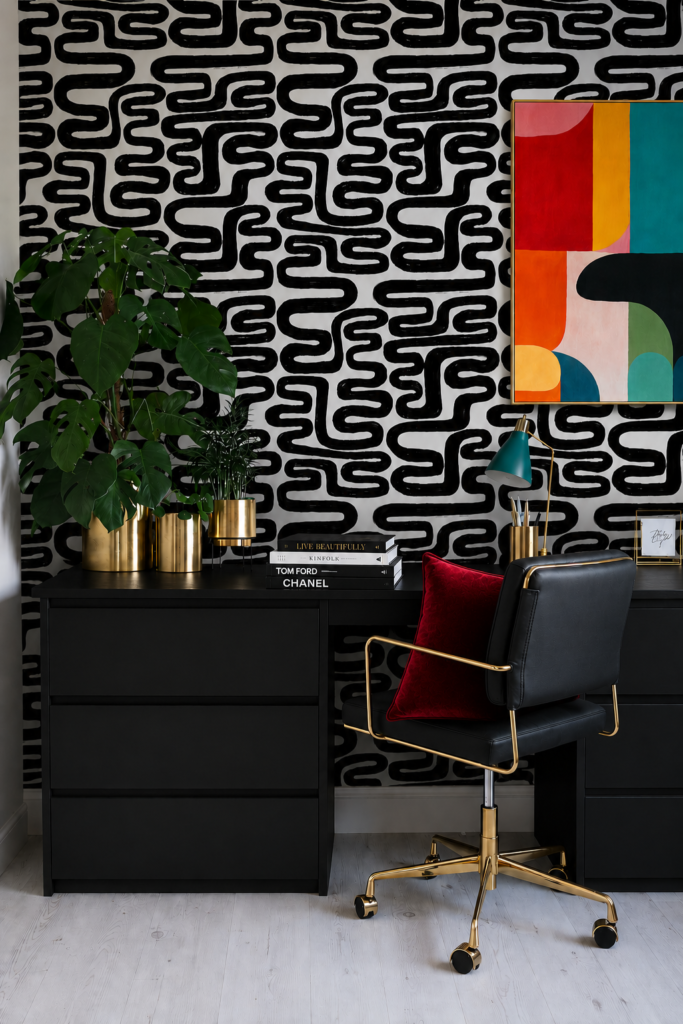 black geo print wallpaper