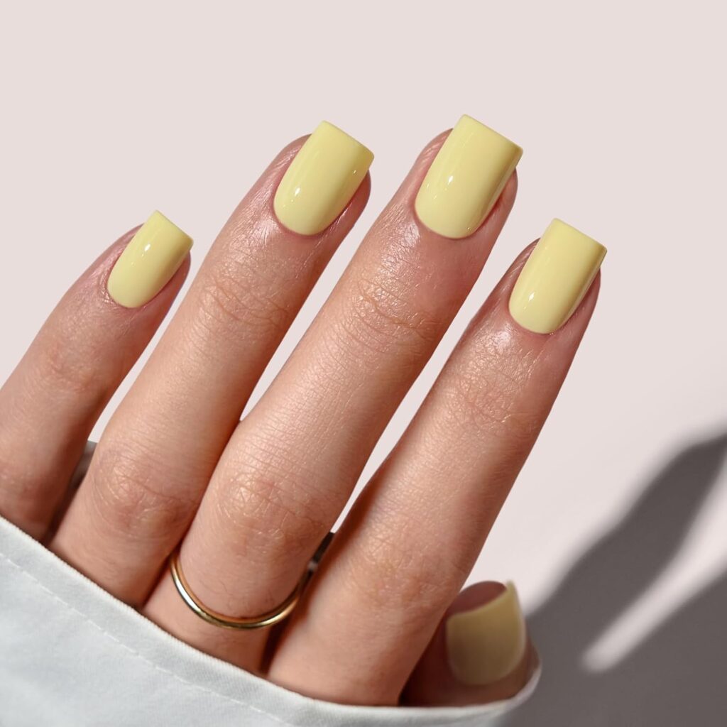 butter yellow square nails