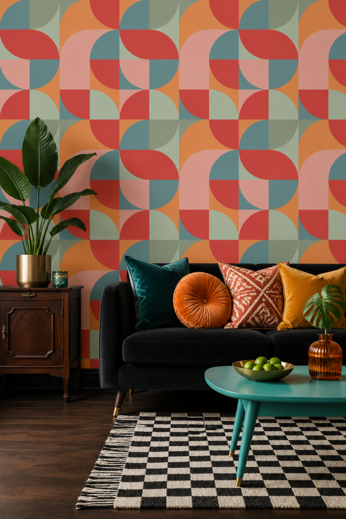 colorful geo print wallpaper