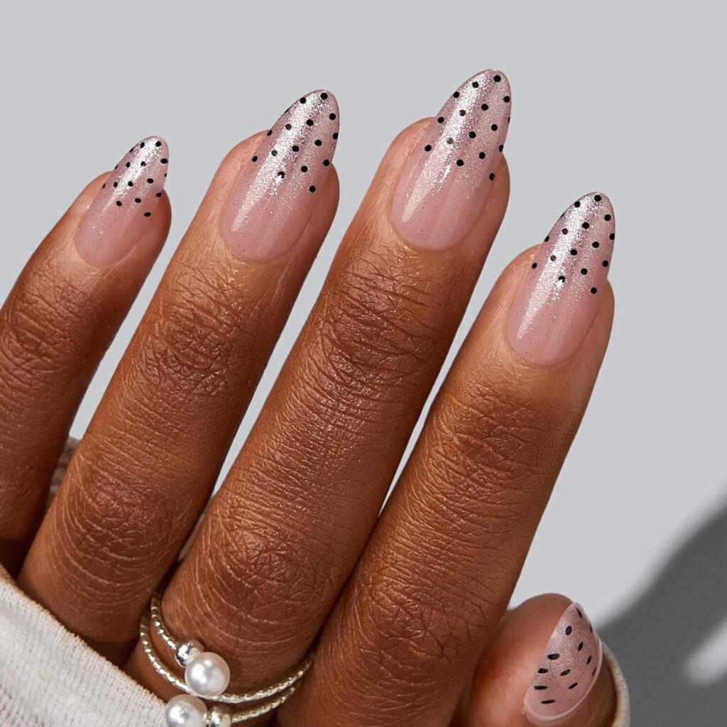 golden hour polka dot nails