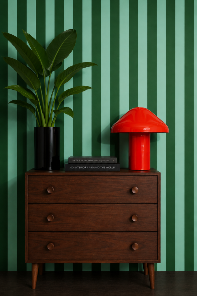 green striped wallpaper