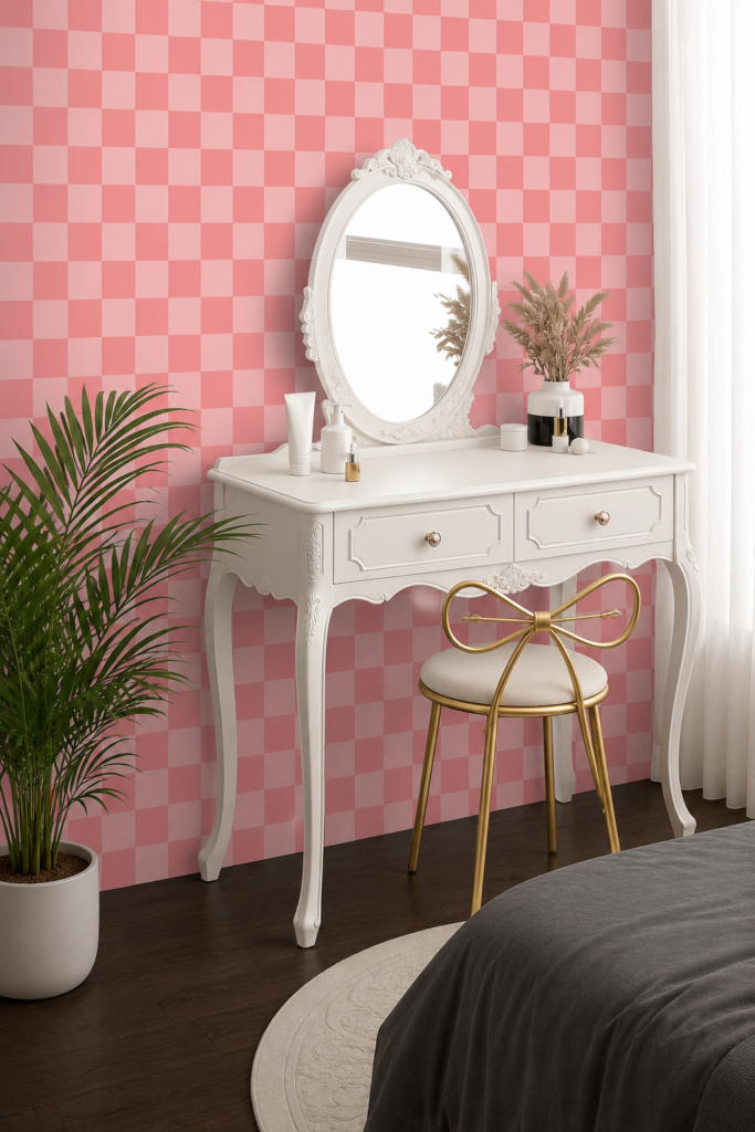 pink checkered wallpaper