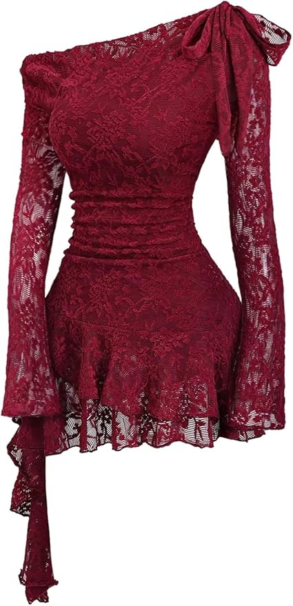 The Elegance of Lace -- Romance is Back red rouched lace dress