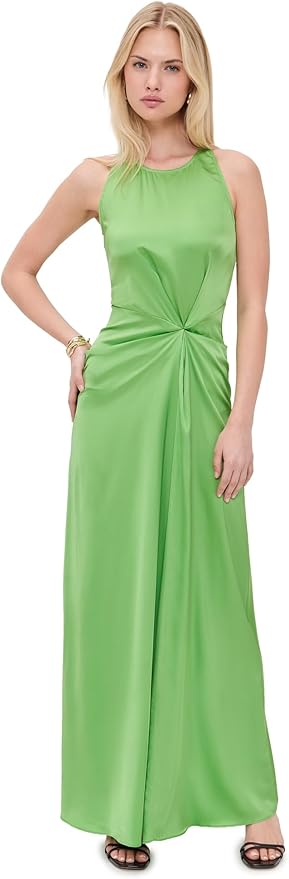 staud green silk dress